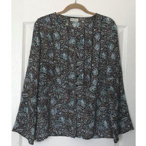 White Stag Brown/Aqua Paisley Blouse Top Size XL